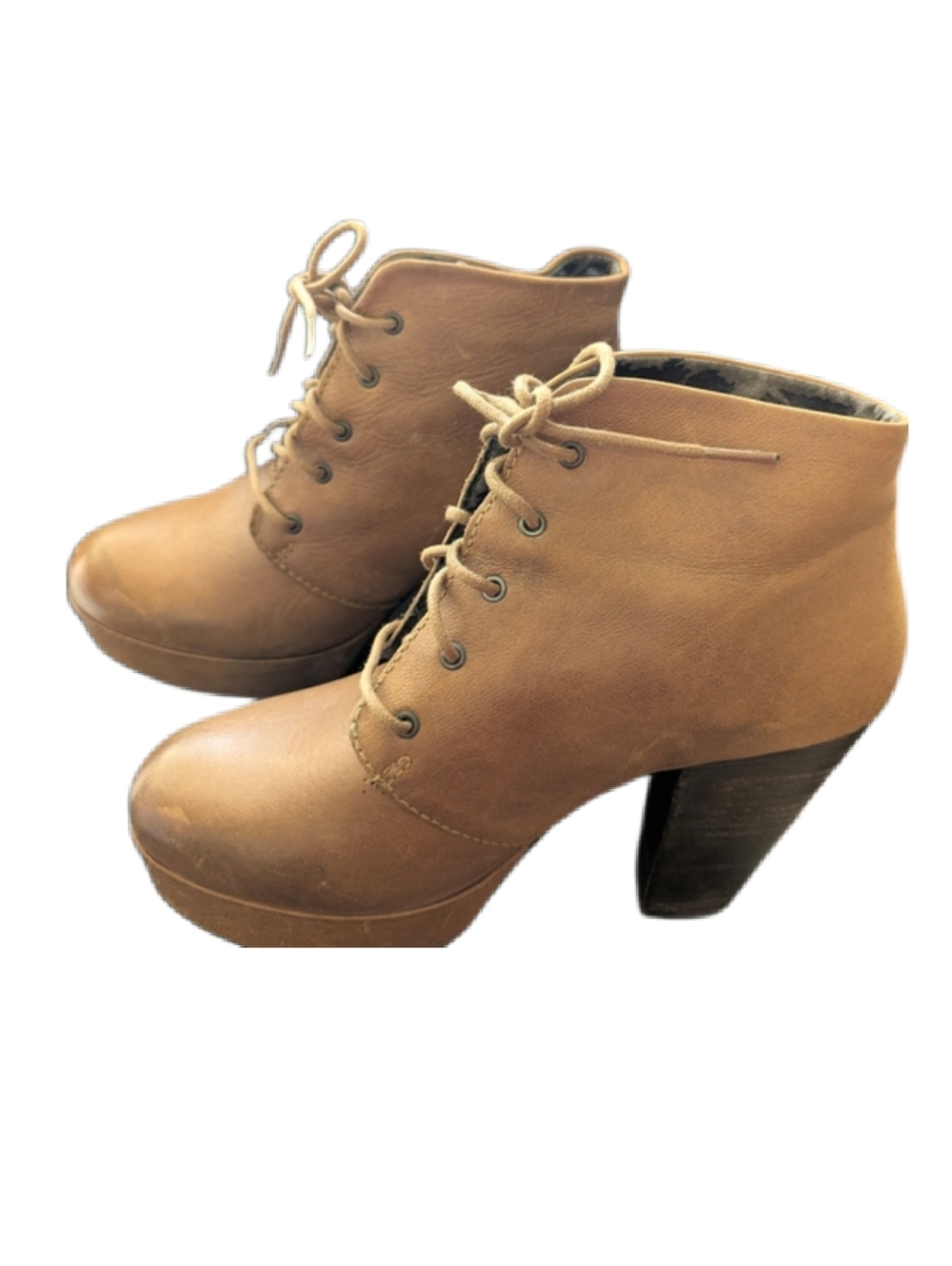 Steve Madden 8.5 Tan Lace-Up Platform Ankle Boots